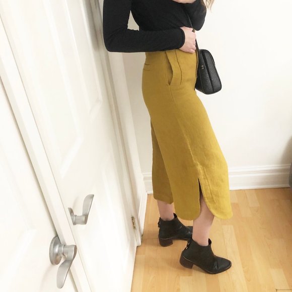 Massimo Dutti Runway Yellow High Rise Crop Pants - Picture 10 of 16